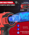 Cordless Heat Gun For Milwaukee 18V Battery Tool Only A Workhorse 350W Hot Air Gun With LCD Display showing temp settings and modes