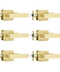6 Pack Keyless Interior Door Handles With Passage Door Lever In Light Satin Brass Finish, Sleek Modern Hardware For Hallways And Closets
