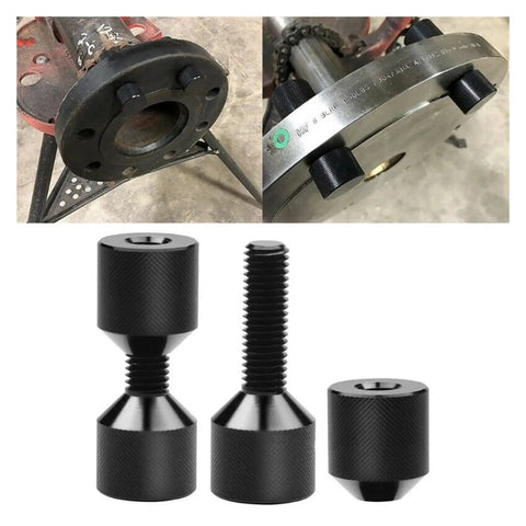 Heavy Duty Aluminum Flange Locating Pin Set Two Hole 1-18 Inch Precision Alignment Knurled Black Pins for installation on machinery.