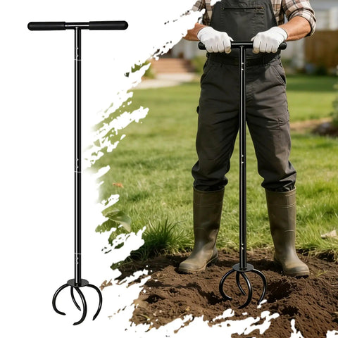 Heavy Duty Hand Tiller For Gardening With Long Handle Claw Twist Tiller Manual Soil Cultivator And Lawn Aerator For Raised Beds And Vegetable Garden Powder Coated Steel Rust Resistant in use