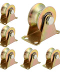 Six Piece Two Inch Steel U Groove Wheels With Brackets For Sliding Gate Rollers And Wire Rope Tracks Locked Tight For Big Load Handling That Runs Smooth As Silk Through Every Daily Grind Project on display.