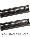 Adjustable Three Hole Punch For Office Documents With 11 Sheet Capacity Black Metal Punch Tool for home, school, and workplace use.