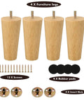 5 Inch Solid Wood Furniture Legs Set Of 4 Durable Mid Century Style Replacement Legs With Screws And Rubber Pads