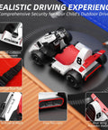 12V Battery Powered Kids Go Kart With Pedals, Dual Motor, Remote Control, Bluetooth FM Radio, white, features labeled