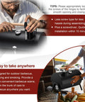 Man assembling a Portable Charcoal Grill With Thermometer, Tabletop BBQ Grill For Camping And Backyard Parties, Heavy Duty Extra Thick Steel.