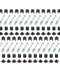 Badass 25 Piece Furniture Connector Kit With Slick Cam Lock Plugs And Heavy Duty Dowel Pins For Rock Solid Cabinet Assembly and Straight Forward DIY Woodwork Projects, showing various cam locks and dowels.