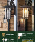 Dope Industrial Style Outdoor Wall Sconce Light With Seeded Glass, Waterproof Exterior Lantern For Porch with E26 bulb.