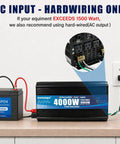 Heavy Duty 4000W Sump Pump Backup Battery System With Pure Sine Wave Output LCD Remote Control Four AC Outlets connected to battery.
