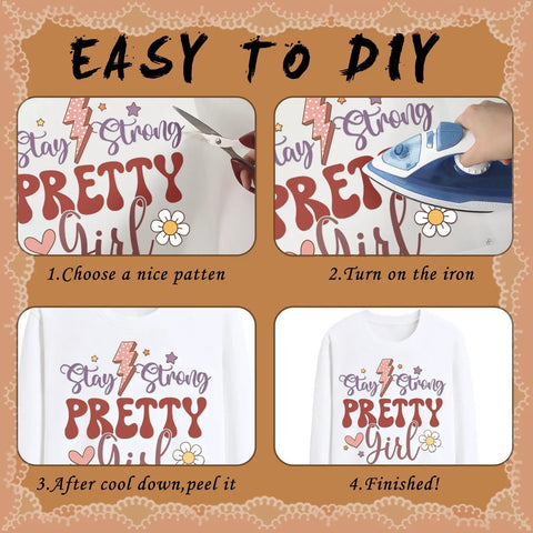 Funny Coffee Iron On Transfers Set With 24 Sheets Ready To Press DTF Patches for T Shirts DIY crafting process step-by-step