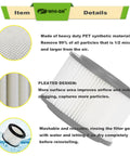 Two Pack Washable Cartridge Filter And Retainer Set For Four Gallon Wet Dry Vacuums With Brush; pleated design, PET material