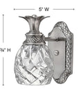 Plantation Style One Light Bathroom Vanity Fixture In Polished Antique Nickel With Silver Patina Finish, Classic Glam For Your Bath, Traditional Charm That Pops In Small To Medium Bathrooms, showing dimensions