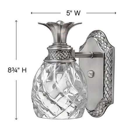Plantation Style One Light Bathroom Vanity Fixture In Polished Antique Nickel With Silver Patina Finish, Classic Glam For Your Bath, Traditional Charm That Pops In Small To Medium Bathrooms, showing dimensions