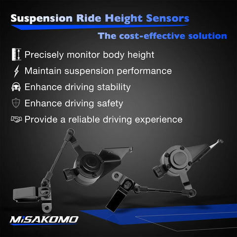 Rear Left And Right Air Suspension Ride Height Level Sensor Replacement For 04 11 Escalade Dual Sensor Kit, black plastic