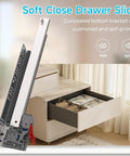22 Inch Undermount Soft Close Drawer Slides Full Extension, 6 Pairs for 6 Drawers, 5/8 Inch Panel Compatible, Heavy Duty Cold Rolled Steel Construction, Smooth Quiet Operation; concealed drawer rail in vanity