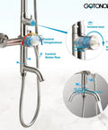 Stainless Steel Shower Faucet Set Wall Mounted With All In One Triple Function System 8 Inch Rainfall Shower Head controls detail