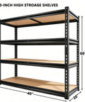 Badass Heavy Duty Garage Storage Shelving Unit With Rock Solid Reinforced Metal Frame And Thick Mdf Shelves Holding 2000 Lbs Total Capacity To Buckle Down On Tool Organization And Bulk Storage For Any Shed 40 X 20 X 60 Inches in a 60-inch high shelving unit design.