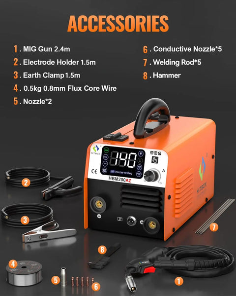 3 In 1 MIG Welder 110V Flux Core TIG Lift Stick Gasless Wire Welding Kit with accessories including gun and clamps