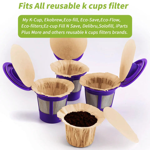 Unbleached K Cup Filters With Lid For Reusable K Cup Filters Fits All Keurig Single Serve Machines 300 Count Premium