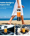 Personal Size Portable Blender For Shakes And Smoothies, 16oz Mini Small Smoothie Blender With On The Go Lid and Sip Lid, 26000Rpm Rechargeable Cordless Electric Blender For Travel Gym Office, Black on beach.