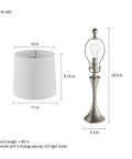 Set Of 2 Mid Century Modern Table Lamps With Metal Flared Trumpet Bases, Energy Efficient Led Bulbs Included, Silver Finish details