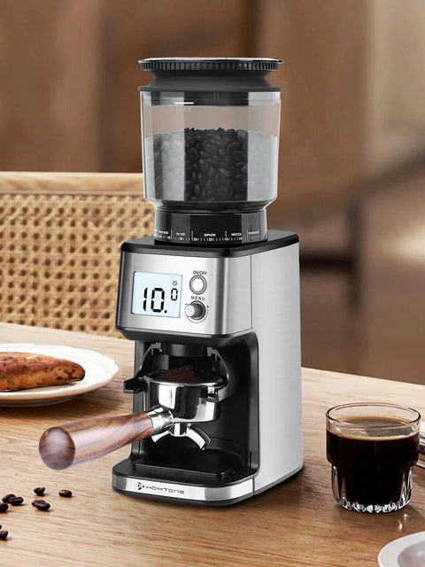 Conical Burr Espresso Grinder With 51mm Stepless Electric Bean Grinder, Pro Grade Grind Settings And Timer, Stainless Steel Mill