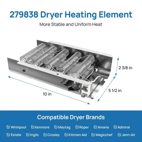 Heating Element Replacement For Whirlpool Amana Kenmore Dryers Fits Wed4815ew1 Ned4655ew1 Medx655dw And 110 70 80 Series