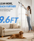 Powerful 1050w Handheld Steam Pro Cleaner For Home With 230 Degree High Pressure And 12 Accessories Fast 15s Heat Up, 9.6ft power cord shown with user.