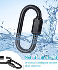 10 Pack 304 Stainless Steel M3.5 Quick Link Chains One Eighth Inch D Shape Locking Chain in water, black color