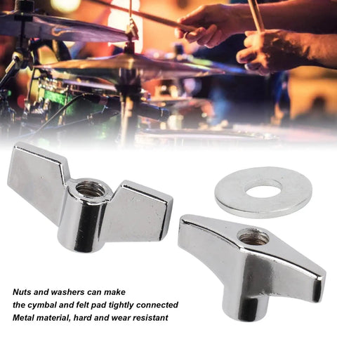 Stainless Steel Wing Nuts And T Nuts Set For Drum Hardware Fixing Cymbals And Stands Includes Washers Wear Resistant