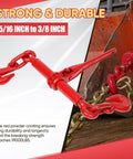 Two Pack Five Sixteenths To Three Eighths Inch Ratchet Load Binders With Five Thousand Four Hundred Pounds Working Load Limit featured with chain