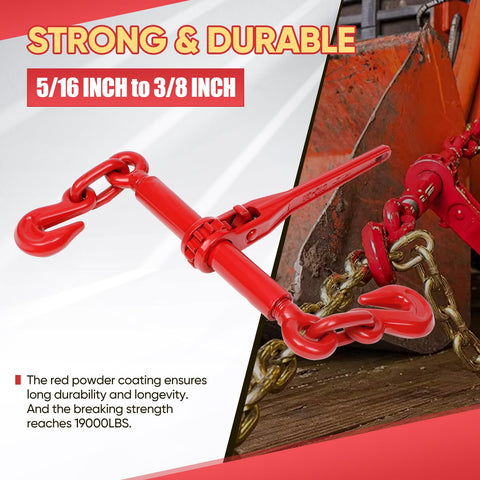Two Pack Five Sixteenths To Three Eighths Inch Ratchet Load Binders With Five Thousand Four Hundred Pounds Working Load Limit featured with chain