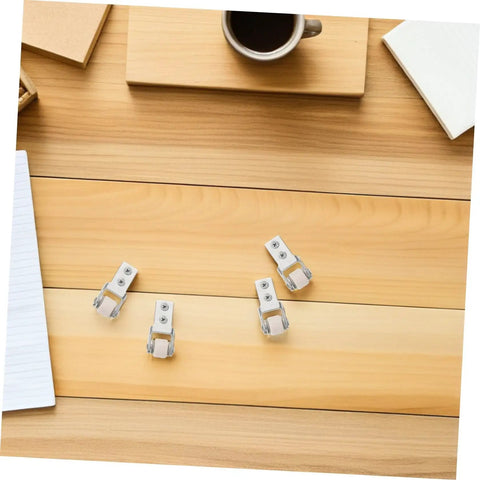 Six Pack Heavy Duty Nylon Sliding Door Rollers With Track Guide Built Tough Galvanized Brackets displayed on a wooden table.