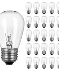 26 Pack S14 Light Bulbs For Outdoor String Lights With 11 Watt E26 Medium Base Clear Glass Warm White Commercial Grade Quality