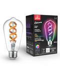 Smart WiFi LED Bulb 7W 60W Equivalent Spiral Filament Multicolor RGB And Tunable White 2000K To 5000K Clear ST19 Shape E26 Base No Hub