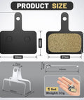 Diagram showing dimensions of 4 Pack Bike Brake Pads Set Universal Bicycle Disc Pads Semi Metallic Low Noise All Weather with clip included.