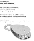 50mm 316 Stainless Steel Pulley Wheel Swivel Block for Marine Lifting, 360 Degree Rotating Single Wheel With Wire Rope Towing, Beefy Heavy Duty Mechanical Crane Pulley for Boats and Ships, 316 stainless steel 50mm pulley
