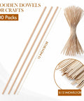 Top Shelf 100 Pack Of Unfinished Natural Wood Dowel Rods One Eighth Inch By 12 Inches Long For Weekend Arts And Crafts Projects. Display of rods.