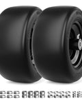 Flat Free Tire And Wheel Set For Lawn Mowers 11x6.00-5 Solid Front Tires, Heavy Duty, Black, 2 Pack, with bearings shown