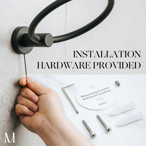 Matte Black Towel Ring And Wall Mounted Hand Towel Holder For Bathroom And Kitchen SUS304 Stainless Steel DURABLE FINISH install