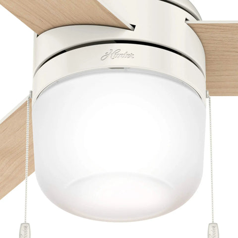 Acumen 42 Inch Indoor Ceiling Fan With Reversible Motor Fresh White Finish Two Position Mounting close-up light fixture