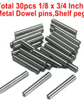 Knockout Quality Heavy Hitter 30 Pack 1/8 X 3/4 Inch Alloy Steel Dowel Pins on a white background for DIY furniture repair.