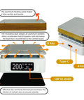 Electric Soldering Hot Plate 55mm X 55mm Plate with OLED display, Type-C port, control keys for heating rework and lab use.