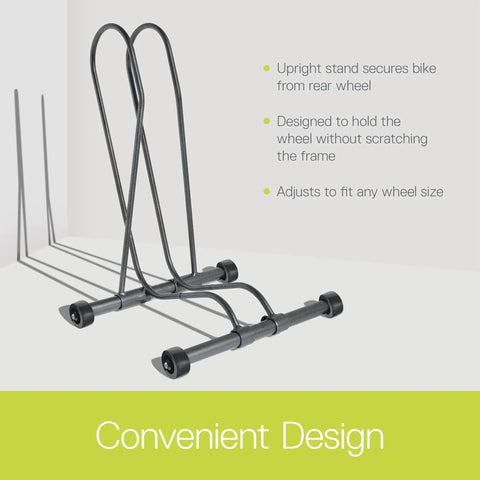Rolling Bike Floor Stand For Mountain Fat Tire And Road Bikes Tool Free Adjustable Freestanding Garage Parking Rack on wheels
