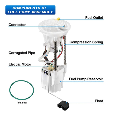 Diagram of Fuel Pump Assembly With Sending Unit For Dodge Ram 1500 2004 2007 V6 3.7L showing components and tank seal