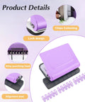 Purple 10 Hole Binding Punch for Planners with lock design and features like chips collecting and alloy punching head