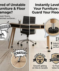 Game Change Your Wobbly Floors With These Heavy Duty Furniture Leveling Feet Adjustment Screws showing adjustable foot mount under desk.