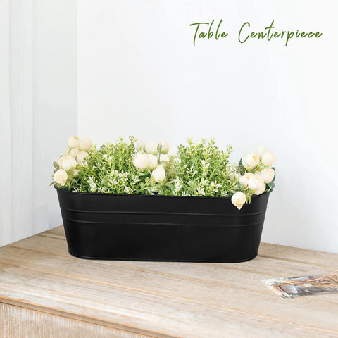 Three Piece Metal Hanging Flower Pots For Railing And Fence Outdoor Planter 15.7 Inch Hanging Bucket Pots with flowers installed