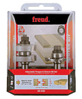 One And Three Quarter Inch Adjustable Tongue And Groove Router Bit Set Pro Grade With Seven Eighths Inch Bearing And Half Inch Shank