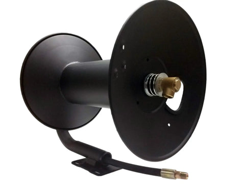Heavy Duty Pressure Washer Hose Reel For Skid Or Wall Mount, 200 Ft Capacity, 3/8 Inch Hose, Air And Water Ready, angled view