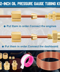 4 Pack 72 Inch Oil Pressure Gauge Tubing Kit With Sensor Adapter 1/8-27 NPT, 45 Degree Street Elbow, brass fittings shown